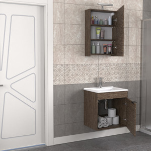  Biani Fix Loft 55 cm Banyo Dolabı Renk Aybe Kahve