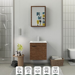 Biani Fix Loft 55 cm Banyo Dolabı Renk Aybe Kahve