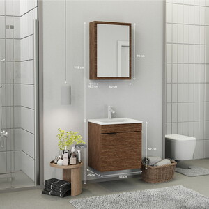  Biani Fix Loft 55 cm Banyo Dolabı Renk Aybe Kahve