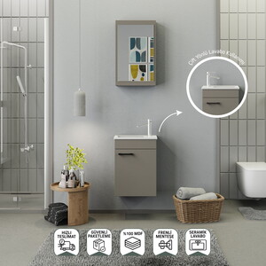 Biani Fix Loft Mini 42 cm Banyo Dolabı Latte