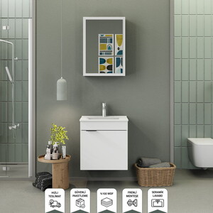 Biani Fix Loft 55 cm Banyo Dolabı Renk Mat Beyaz