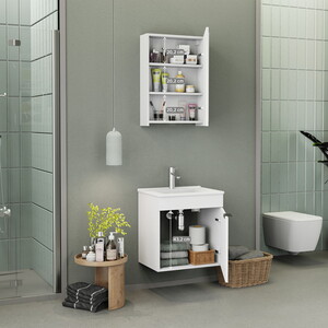  Biani Fix Loft 55 cm Banyo Dolabı Renk Mat Beyaz