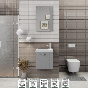 Biani Fix Minila 45 cm Mat Gri Banyo Dolabı