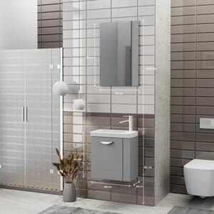  Biani Fix Minila 45 cm Mat Gri Banyo Dolabı