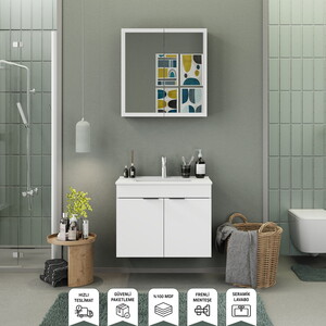 Biani Fix Loft 85 cm Banyo Dolabı Renk Mat Beyaz