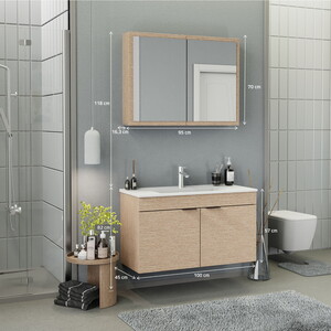  Biani Fix Loft 100 cm Banyo Dolabı Renk Aybe Bej