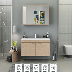 Biani Fix Loft 100 cm Banyo Dolabı Renk Aybe Bej