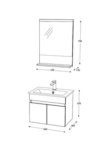  Biani Tome 60 cm Banyo Dolabı Renk Latte