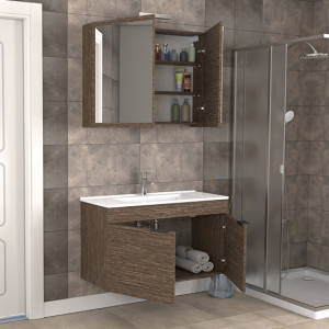  Biani Fix Loft 100 cm Banyo Dolabı Renk Aybe Kahve