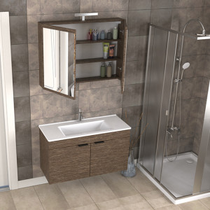  Biani Fix Loft 100 cm Banyo Dolabı Renk Aybe Kahve