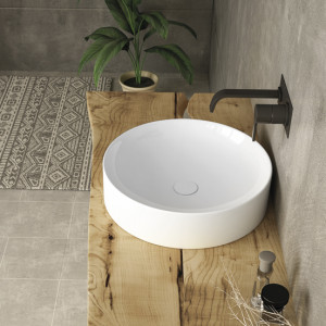  Lucco Lucente 43 cm Tezgah Üstü Oval Lavabo Beyaz 