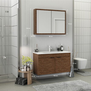 Biani Fix Loft 100 cm Banyo Dolabı Renk Aybe Kahve