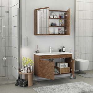  Biani Fix Loft 100 cm Banyo Dolabı Renk Aybe Kahve