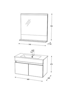  Biani Tome 80 cm Banyo Dolabı Renk Mat Beyaz