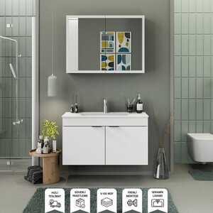 Biani Fix Loft 100 cm Banyo Dolabı Renk Mat Beyaz