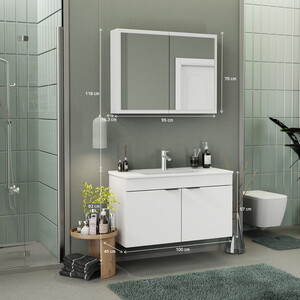  Biani Fix Loft 100 cm Banyo Dolabı Renk Mat Beyaz