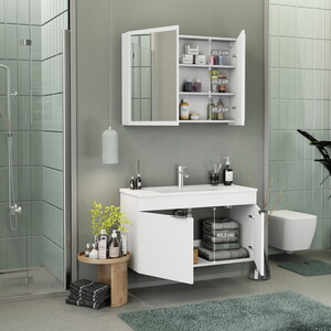  Biani Fix Loft 100 cm Banyo Dolabı Renk Mat Beyaz