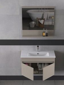  Biani Tome 80 cm Banyo Dolabı Renk Latte