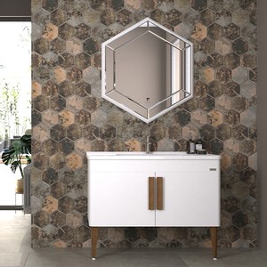 Pierre Cardin Anemon 105 cm Banyo Dolabı Parlak Beyaz Ahşap Kulplu