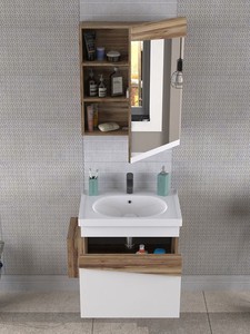  Biani Lapse 65 cm Banyo Dolabı Renk Kemençe Mat Beyaz