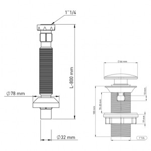  İzyapı Klik Klack Taşmalı Metal Bas Aç Lavabo Sifonu