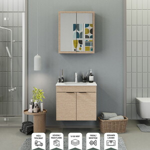 Biani Fix Loft 65 cm Banyo Dolabı Renk Aybe Bej
