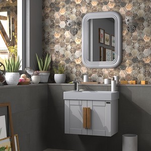  Pierre Cardin Pio 65 cm Matt Anthracite Banyo Dolabı Mat Antrasit Ahşap Kulplu