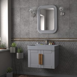 Pierre Cardin Pio 70 cm Matt Anthracite Banyo Dolabı Mat Antrasit Ahşap Kulplu