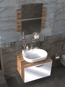  Biani Maya 70 cm Banyo Dolabı Renk Kemençe Mat Beyaz