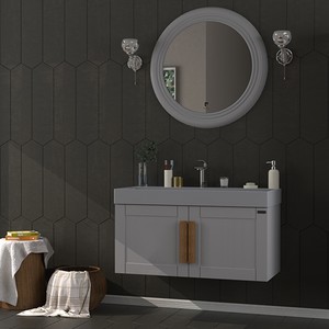 Pierre Cardin Pio 100 cm Matt Anthracite Banyo Dolabı Mat Antrasit Ahşap Kulplu