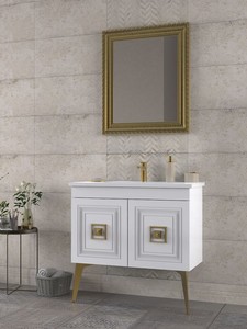 Biani Nile 85 cm Banyo Dolabı Renk Antique White Gold