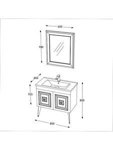  Biani Nile 85 cm Banyo Dolabı Renk Antique White Gold