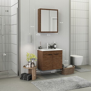  Biani Fix Loft 65 cm Banyo Dolabı Renk Aybe Kahve