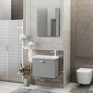  Biani Fix Maxila 60 cm Mat Gri Banyo Dolabı