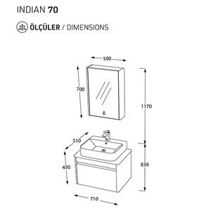  Pierre Cardin Indian 70 cm Banyo Dolabı Pear 