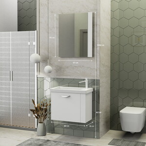  Biani Fix Maxila 60 cm Mat Beyaz Banyo Dolabı