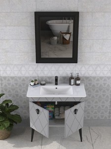  Biani Cosmos 90 cm Matt Anthracite Banyo Dolabı