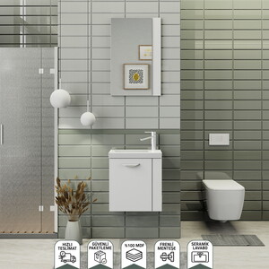 Biani Fix Minila 45 cm Mat Beyaz Banyo Dolabı