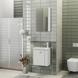  Biani Fix Minila 45 cm Mat Beyaz Banyo Dolabı