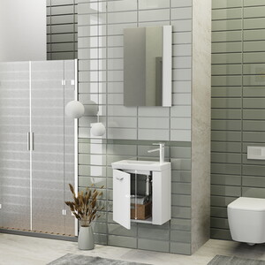  Biani Fix Minila 45 cm Mat Beyaz Banyo Dolabı