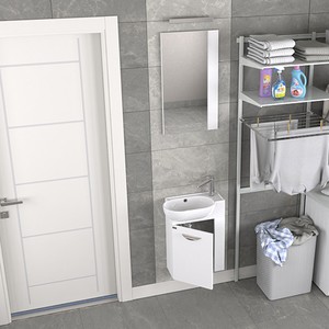  Biani Fix Midila 45 cm Parlak Beyaz Banyo Dolabı