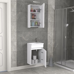  Biani Fix Edremit 45 cm Mat Beyaz  Banyo Dolabı