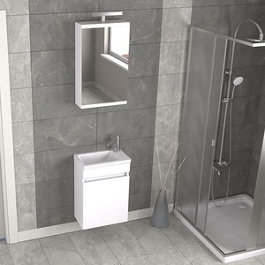  Biani Fix Edremit 45 cm Mat Beyaz  Banyo Dolabı