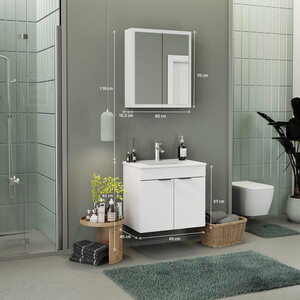  Biani Fix Loft 65 cm Banyo Dolabı Renk Mat Beyaz