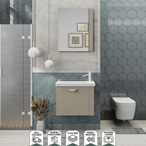 Biani Fix Maxila 60 cm Latte Banyo Dolabı