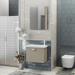  Biani Fix Maxila 60 cm Latte Banyo Dolabı