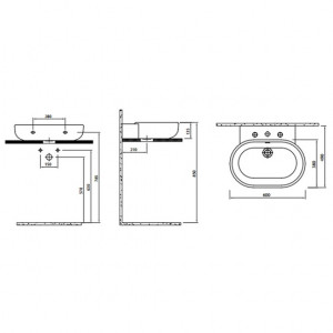  Kale Vitrifiye Zero 60*50 cm Oval Seramik Beyaz Lavabo