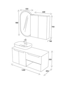  Biani Katia 120 cm Banyo Dolabı Renk Buz Mavisi