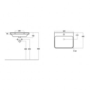  Sanovit Luxury 60 cm Konsollu Lavabo Beyaz Renk