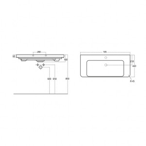  Sanovit Luxury 105 cm Konsollu Lavabo Beyaz Renk